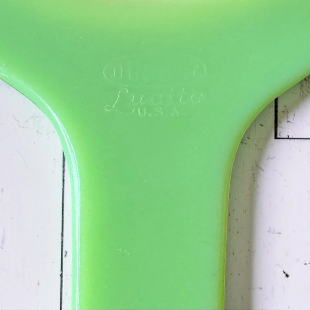 Vintage DuPont Lucite Hand Mirror Green Yellow Vanity Mirror Retro Table Mirror